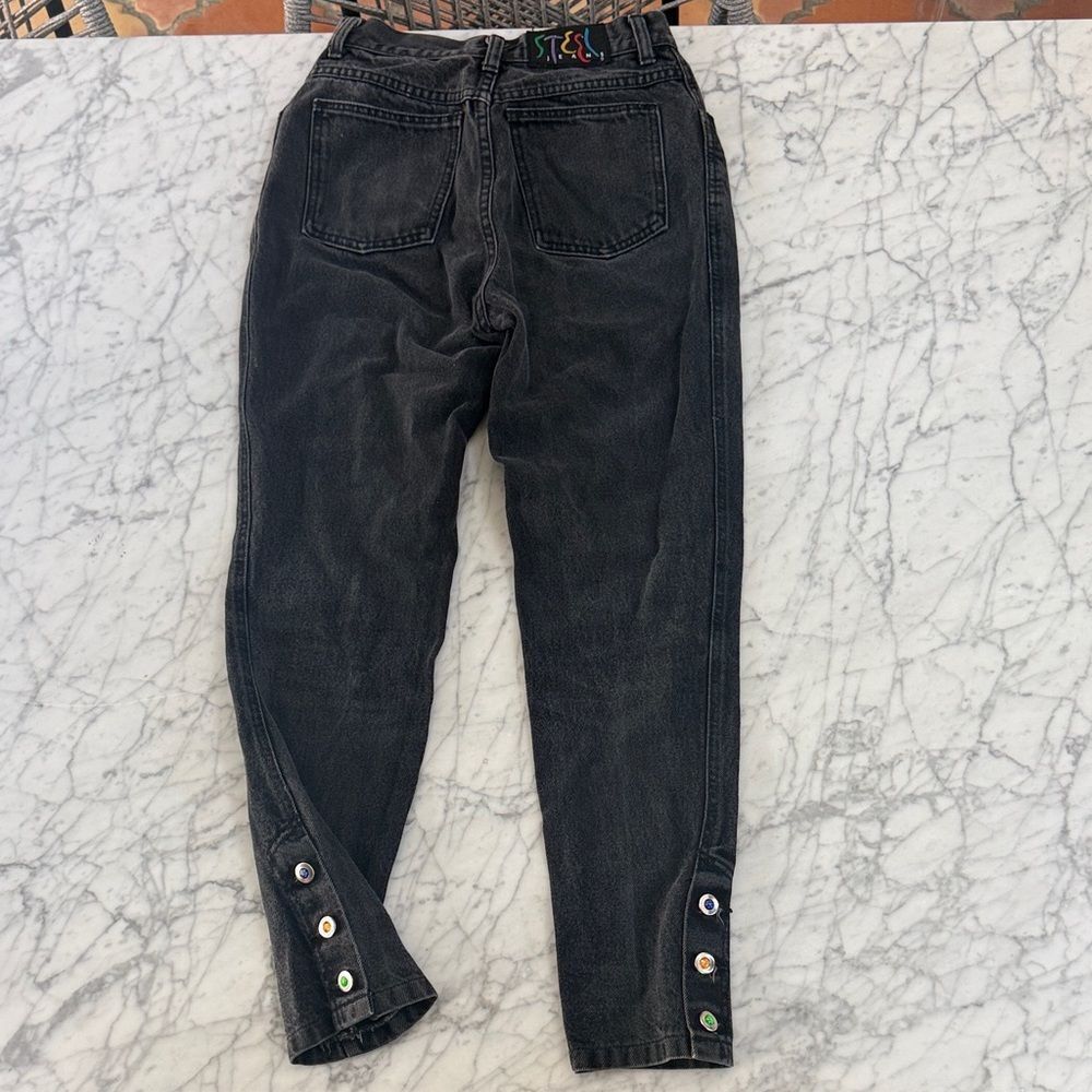 Vintage Steel Jeans Black High-Waist Denim Sz 7 or 27 Colorful Button Details